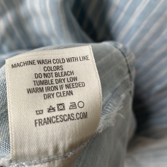 Blue Rain v neck Tied Sleeves cold shoulder pinstripe peplum Blouse, Size XS - Picture 7 of 11